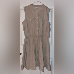 Nine West Beige Button-Down Sleeveless Dress Large